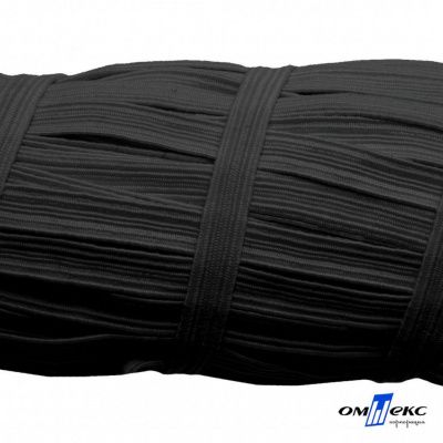 Резиновые нити с текстильным покрытием, шир. 6 мм (55 м/уп), цв.-черный - купить в Березниках. Цена: 210.75 руб.
