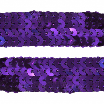 Тесьма с пайетками 12, шир. 20 мм/уп. 25+/-1 м, цвет фиолет - купить в Березниках. Цена: 778.19 руб.