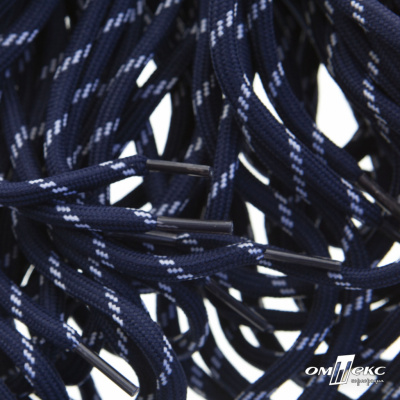 Шнурки #107-19, круглые 130 см, двухцветные цв.тём.синий/белый - купить в Березниках. Цена: 22.14 руб.