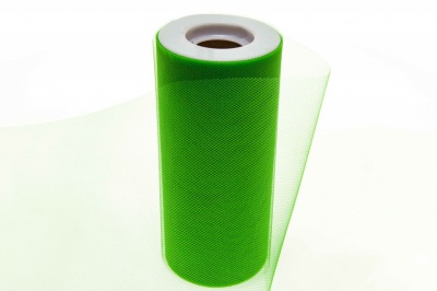 Фатин в шпульках 16-146, 10 гр/м2, шир. 15 см (в нам. 25+/-1 м), цвет зелёный - купить в Березниках. Цена: 100.69 руб.