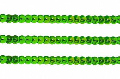 Пайетки "ОмТекс" на нитях, CREAM, 6 мм С / упак.73+/-1м, цв. 94 - зеленый - купить в Березниках. Цена: 297.48 руб.