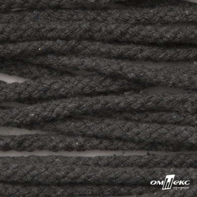 Шнур плетеный d-6 мм круглый, 70% хлопок 30% полиэстер, уп.90+/-1 м, цв.1088-т.серый - купить в Березниках. Цена: 588 руб.