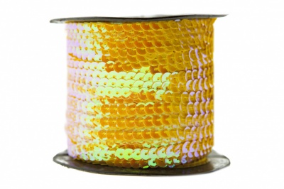 Пайетки "ОмТекс" на нитях, CREAM, 6 мм С / упак.73+/-1м, цв. 92 - золото - купить в Березниках. Цена: 484.77 руб.