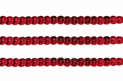 Пайетки "ОмТекс" на нитях, SILVER-BASE, 6 мм С / упак.73+/-1м, цв. 3 - красный - купить в Березниках. Цена: 468.37 руб.