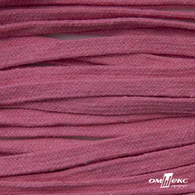 Шнур плетеный d-8 мм плоский, 70% хлопок 30% полиэстер, уп.85+/-1 м, цв.1029-розовый - купить в Березниках. Цена: 735 руб.