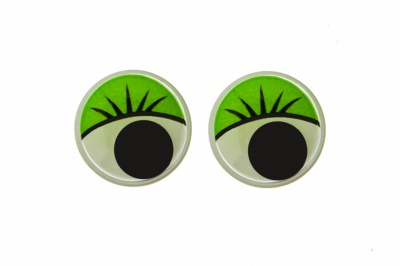 Глазки для игрушек, круглые, с бегающими зрачками, 15 мм/упак.50+/-2 шт, цв. -зеленый - купить в Березниках. Цена: 113.01 руб.