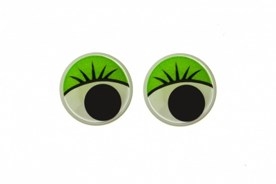 Глазки для игрушек, круглые, с бегающими зрачками, 12 мм/упак.50+/-2 шт, цв. -зеленый - купить в Березниках. Цена: 96.01 руб.