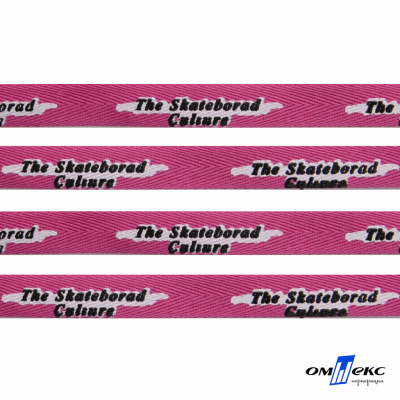 Тесьма отделочная (киперная) 10 мм, 100% хлопок,"THE SKATEBOARD CULIURE"(45 м) цв.121-26 -яр.розовый - купить в Березниках. Цена: 850.62 руб.