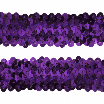 Тесьма с пайетками 12, шир. 30 мм/уп. 25+/-1 м, цвет фиолет - купить в Березниках. Цена: 1 098.48 руб.