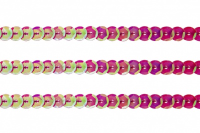 Пайетки "ОмТекс" на нитях, CREAM, 6 мм С / упак.73+/-1м, цв. 89 - розовый - купить в Березниках. Цена: 468.37 руб.
