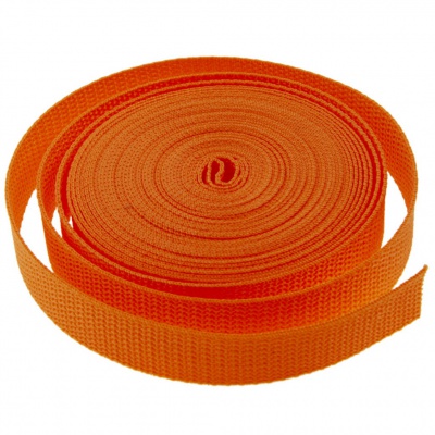 Стропа текстильная, шир. 25 мм (в нам. 50+/-1 ярд), цвет оранжевый - купить в Березниках. Цена: 409.94 руб.
