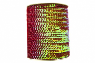 Пайетки "ОмТекс" на нитях, CREAM, 6 мм С / упак.73+/-1м, цв. 96 - красный - купить в Березниках. Цена: 484.77 руб.