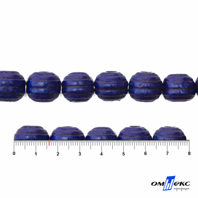0309-Бусины деревянные "ОмТекс", 16 мм, упак.50+/-3шт, цв.006-синий - купить в Березниках. Цена: 62.22 руб.